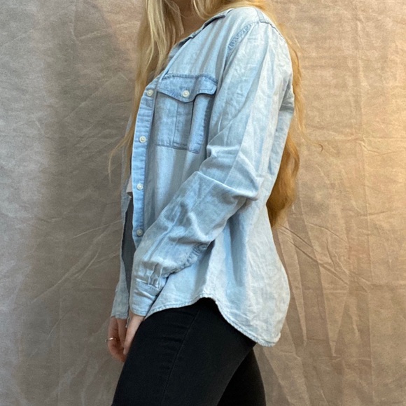 Blue Button Up Top - Picture 3 of 6